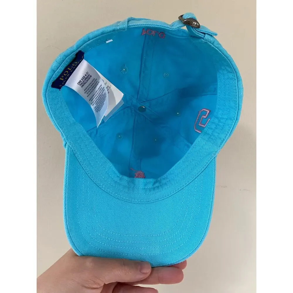 Polo Ralph Lauren Hat Cap Youth Kids 4-7 OS Adjustable Strap Back Big Pink Pony